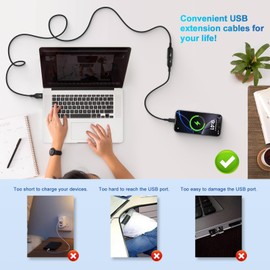 USB Extension Cable,USB Extender Cord,USB 3.0 Extension Cable 6FT USB to USB Cable Male to Female Type A to Type A Cord High Data Transfer for Webcam,USB Keyboard,Flash Drive,Hard Drive,Printer,Mouse