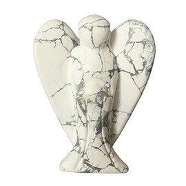 Bacatgem Natural White Howlite Turquoise Healing Crystal Prayer Guardian Angel Statue,2 Inchs Carving Pocket Palm Stone Figurines Decoration
