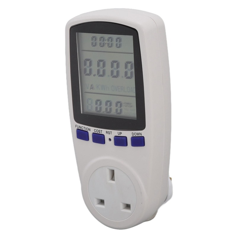 Power Meter Socket LCD Display Overload Protection LED Light Digital