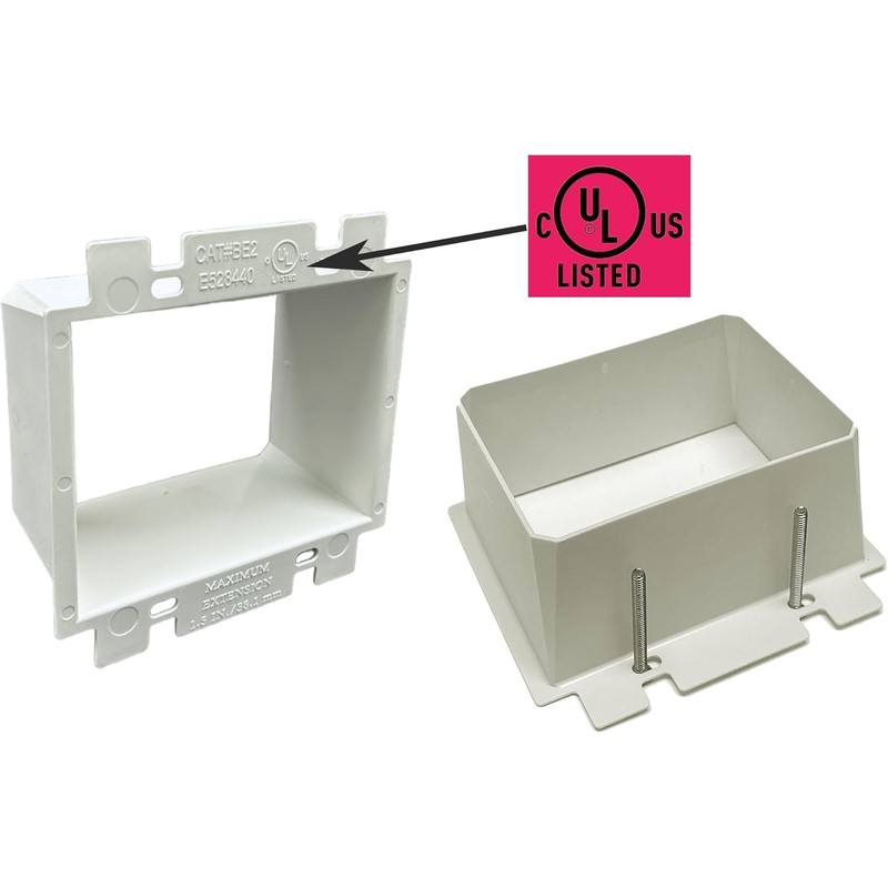 iMBAPrice BE2-2 2-Gang White Electrical Box Extender, UL Listed, 2-Pack