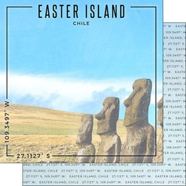 Scrapbook Customs 39958 Easter Island Chile Coordinates 12 x 12 Double-Sided Scrapbook Paper - 1 Sheet