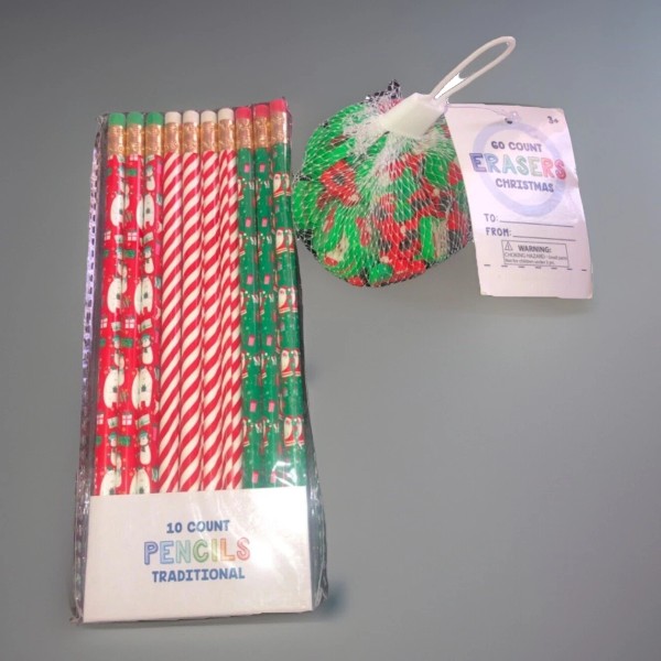 Target Christmas Pencils Erasers Set New Stocking Stuffers Teachers Classroom