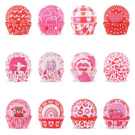 Qumenan 600 Pack Valentines Cupcake Liners Standard Muffin Cupcake Cups Cupcake Wrappers Paper for Valentine's Day Wedding Party Decorations Supplies (12 Styles)
