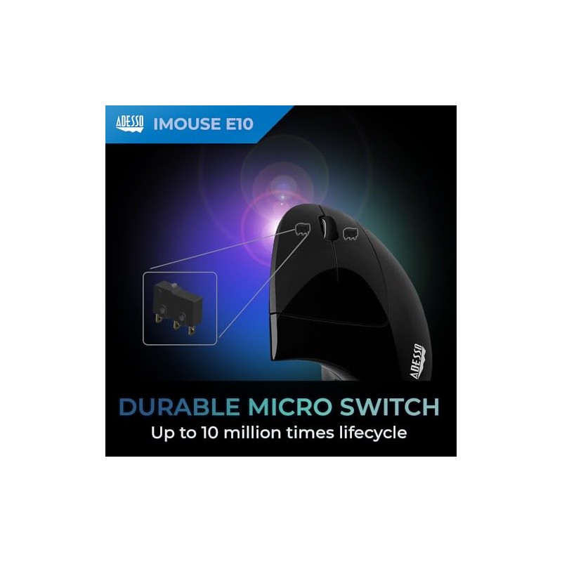 Adesso iMouse E10 - Vertical Ergonomic Optical 6-Button 2.4 GHz