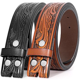 Beltroad 2 Pack Western Leather Belt Strap for Men Women Cowboy Cowgirl Leather Mens Belts without Buckle