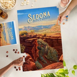 Lantern Press Sedona, Arizona, Oil Painting, Devil's Bridge, 1000 Piece Jigsaw Puzzle for Adults, Made in USA with Reference Poster