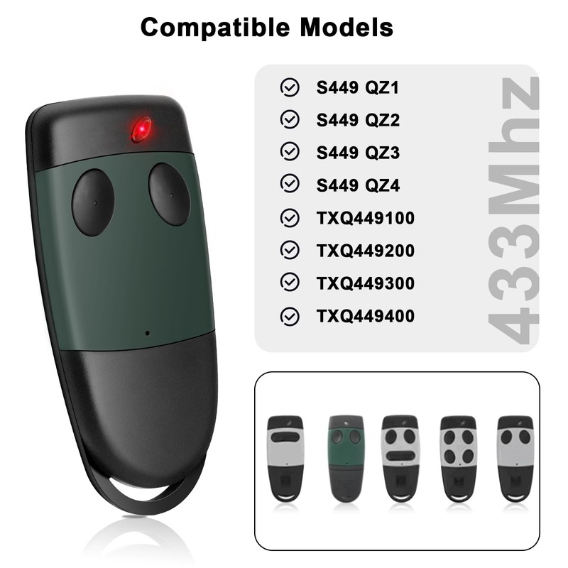 433.92MHz Garage Opener Remote Control for Cardin S449 QZ2, S449