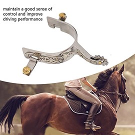 Fockety 1 par de Espuelas de Caballo, Espuelas de Vaqueros Occidentales Grabadas a Mano de Acero Inoxidable con Engranaje Giratorio, Decoración Profesional de Espuelas para Botas de