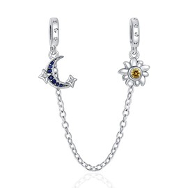 Simphman Love Heart 925 Sterling Silver Charms Dangles Love Forever Star Moon Sun for Bracelets and Necklace Jewellery Gift for Women Girls Family and Friends, Cubic Zirconia