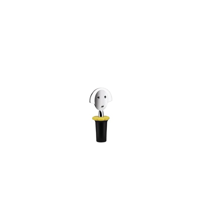 Alessi Bottle Stopper, Black, Plastic, Cylindrical, Wine-Bottle-Stoppers