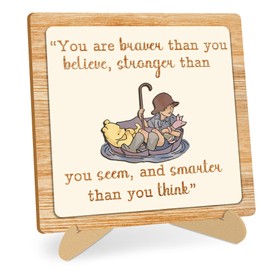 Inspirational Quotes Gifts for Baby Shower, Classic Winnie 3D Puzzle Plaque, the Pooh You are Braver than You Believe Puzzle Plaque, Home Nursery Bedroom Playroom Decor