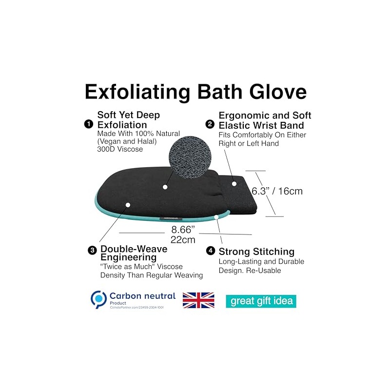 Exfoliating Glove, 2 Pack, Korean Body Scrub Mitt for Dead