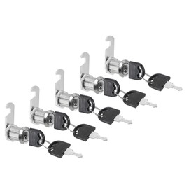 PATIKIL Cabinet Drawer Lock with Keys 5 Pcs 1" (25mm) Keyed Different Zinc Alloy Security Lock Cylinder Cam for Door Cupboard Household Mailbox Office Silver