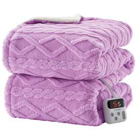 CAROMIO Electric Blanket Full Size - Thick Tufted Sherpa Heated Blanket Full Size with 10 Heating Levels and 10 Time Settings, ETL Certified Machine Washable Fast Heating Blanket Full 72"×84", Purple