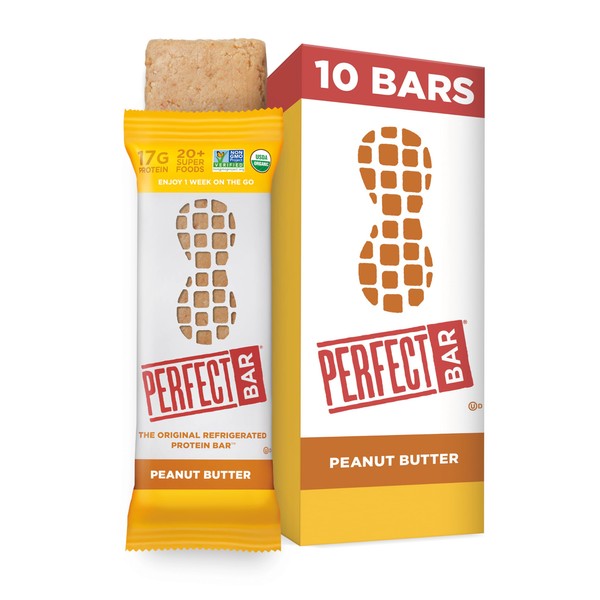 Perfect Bar Peanut Butter Protein Bar, High Protein, Organic, Gluten Free, Soy Free, Non GMO, No Sugar Alcohols, 2.5 Ounce Bars, 10 Count