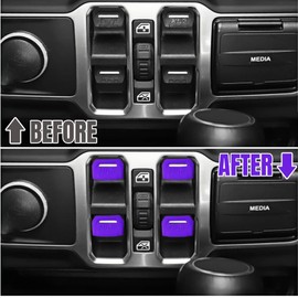 VXZLRR 4PCS Upgraded Window Switch Button Cover Compatible with Jeep Wrangler JL JLU Gladiator JT 2018-2024 (Purple)