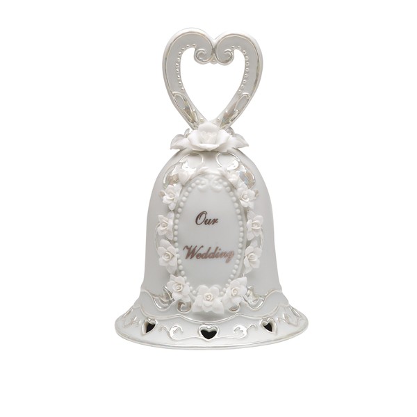 ATD 30618 6.5"" Our Wedding Floral and Heart Themed Bell
