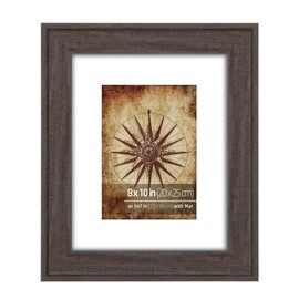 WYNCO 8x10 inch Dark Grey Scoop Wide Border Picture Frame, Tabletop or Wall Mount Display, Matted to 5x7 inch, Glass Front