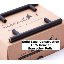 ALPINE HARDWARE Premium Solid Euro Style Bar Handle Pull-25Pack-3.75 inch Hole Center & 6 1/8 inch Length Heavy Stainless Steel Handle Pull withOil-Rubbed Bronze Finish-American Owned Cabinet Hardware