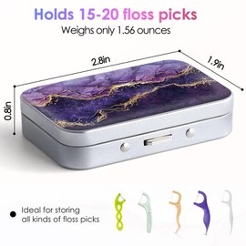 Gerkia Dental Floss Portable Case, Easy to Store Floss Picks of Various Sizes, Portable Dental Floss Dispenser is Perfect for Travelling, Hotels, Dinners, Appointments.Purple Marble