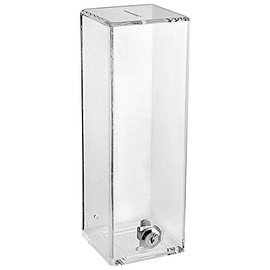 Square Tall Acrylic Donation Suggestion collection Box Tip and ticket Box with Flat top 10 x 4 x 4 inches, Lock With set of keys (Clear)