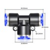TAILONZ PNEUMATIC Blue Tee 3-Way - 8MM Tube OD Push-to-Connect