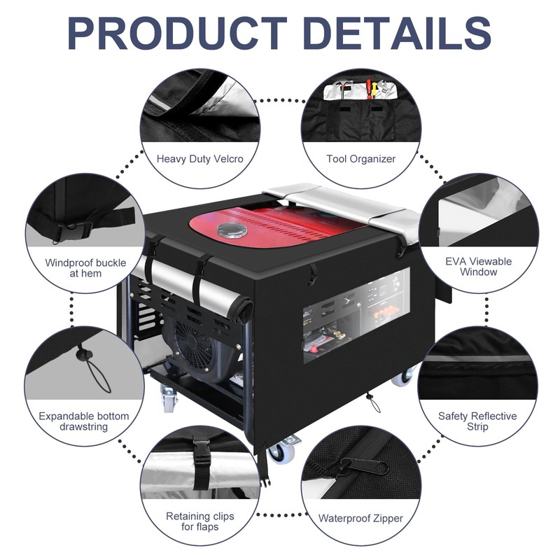 Generator Covers while Running,38''L×28''W×27''H,Waterproof Generator Covers for Outside with Top