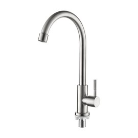 Ibergrif M18703 Kitchen Faucet, Single Cold Water Kitchen Taps, Sink Tap with 360 ° Swivel High Spout, Stainless Steel Tap for Kitchen with One G3/8" Hose