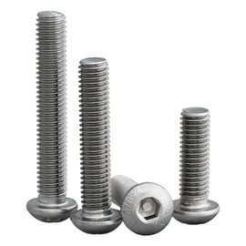 Rounded Head Screw with Hexagon Socket (ISK) According to Standard: ISO 7380-1 Rustproof Stainless Steel A2 V2A Full Thread Half Round Head Screw Pan Head Screw Lens Screw (Pack of 10, M5 x 25 mm)