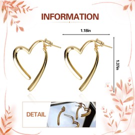 Ohrringe Creolen Herz Damen Creolen Herz Ohrringe Dick Leichte Ohrringe Creolen Herz Kleine für Damen Frauen Mädchen Liebes-Herz-Hypoallergene Ohrring-Tropfen (Golden)