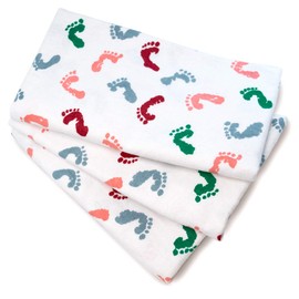 Baby Swaddle Hospital Blanket 3 Pack, Large Nursery Receiving Wrap, Unisex Boy Girl, 100% Soft Cotton Swaddles Newborn for Comforting, Durable Hospital Quality (Baby Feet, 3 Pack)