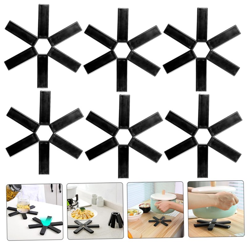 GRIRIW Folding Pot Holder Set 6pcs Kitchen Hot Pads Tea