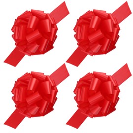 4 Pcs Giant Bows,12 Inches Big Gift Bow for appliances,Bikes,Table Decorations and Party Events (red)