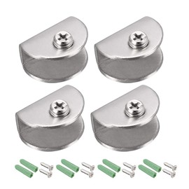 Sourcingmap Glass Shelf Brackets Stainless Steel Clamp Clip Holder Half Round for 7-11mm Thickness 4pcs