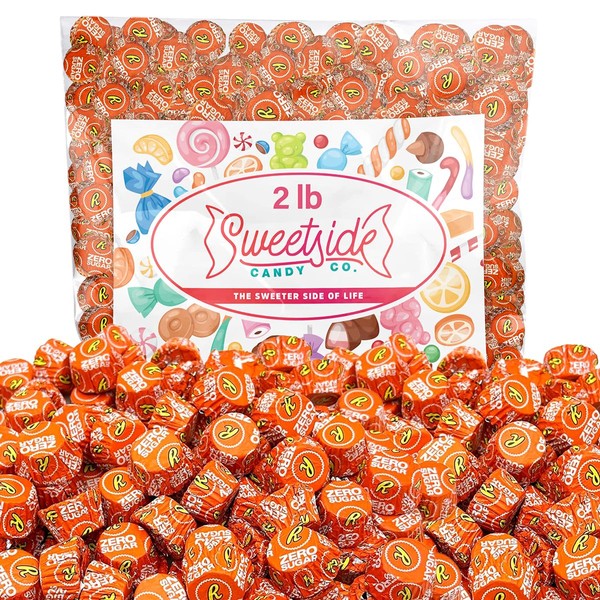Zero Sugar Peanut Butter Cups - Miniatures Peanut Bite-Size Treat Candies Encased in a Crunchy Milk Rich Chocolate Shell for a Melt in Your Mouth Snacking, 2lb Bulk Candy Individually Wrapped Bag