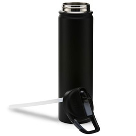 Seriously Ice Cold 27 Oz. Vacuum Insulated 18/8 Stainless Steel Powder Coated Water Bottle with Wide Mouth Lid and Integrated Carabiner