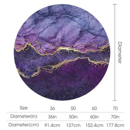 GoDazzling Marble Round Tablecloth, Purple Gold Abstract Marble Texture Print Tablecloth for Home Party Dining Room Kitchen Decor 36Inch(90cm)