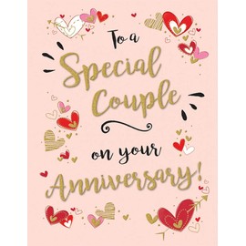 Piccadilly Greetings Group Ltd Special Couple On Your Wedding Anniversary Card - Hearts - 7.25 x 5.5 Inches,Beige