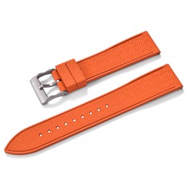 JWNSPA 20MM 22MM Fluoroelastomer/FKM Rubber Watch Bands for Men Women - Quick Release Replacement Waterproof Sport Straps (Orange, 22mm)