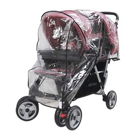 Front and Rear Twin Strollers Rain Cover Waterproof Windproof Dustproof Universal Double Stroller Twins Pushchair Pram Raincoat Tandem Baby Carriage Carrycots Raincover for Outdoor Baby Protection