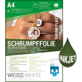 SKULLPAPER® Shrink Film - Printable, Writeable, Paintable, Stampable for Individual Jewellery and More (A4-10 Sheets) (White)