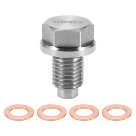 A ABSOPRO Oil Drain Plug Anti Leakage Oil Pan Drain Bolt Screw Thread Repair Stainless Steel Silver Tone 1 Set M12x1.5