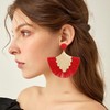 QUSIJIA Statement Bohemian Tassel Drop Earrings Lightweight Silky Thread Fan