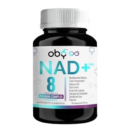OBY NAD+ Trans Resveratrol Potenciado 8 Ingredientes Nicotinamide Ribosa, Resveratrol, Acido Alfa Lipoico, Betaina, Quercetina, Piperina, Antioxidantes |Precursor NAD Infinity 100% Vegano|30 Cápsulas