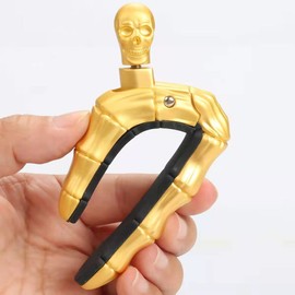 Geva Guitar Capo Skull Knob for Acoustic and Electric Skeleton Head, Universal 4 5 6 12 Strings Instrument Capos Classical Bass Ukulele Mandolin Banjo... (Gold)