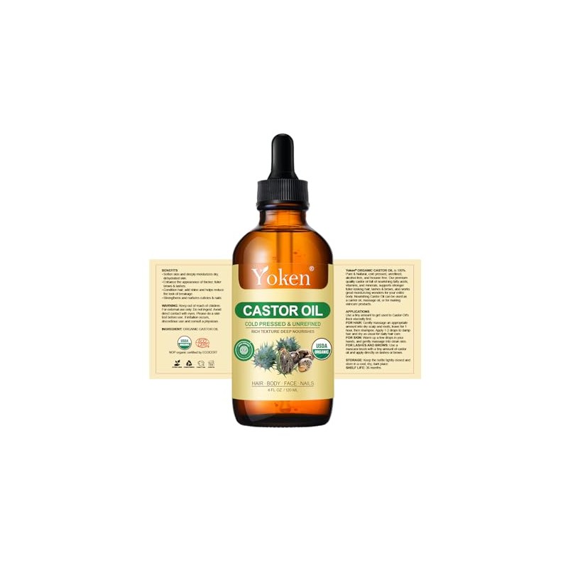 Yoken Aceite de Ricino Organic Castor Oil EWG Verified, 4
