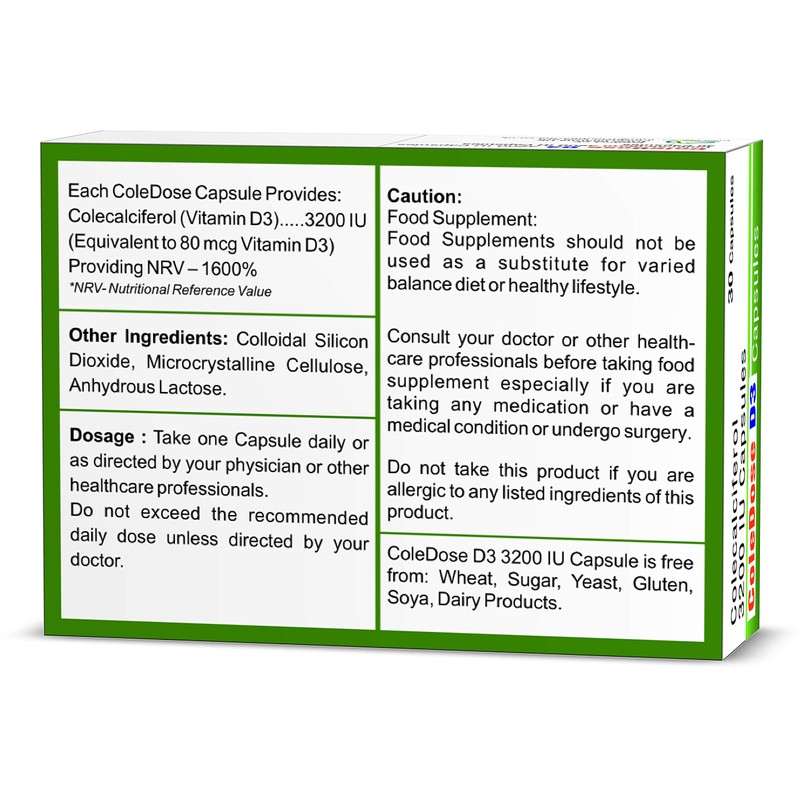 Vitamin D 3200 IU –Equivalent to 80 mcg - ColeDose