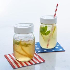 iLIDS Mason Jar Drink Lid, Regular Mouth, Stars & Stripes Colors, Pack of 3