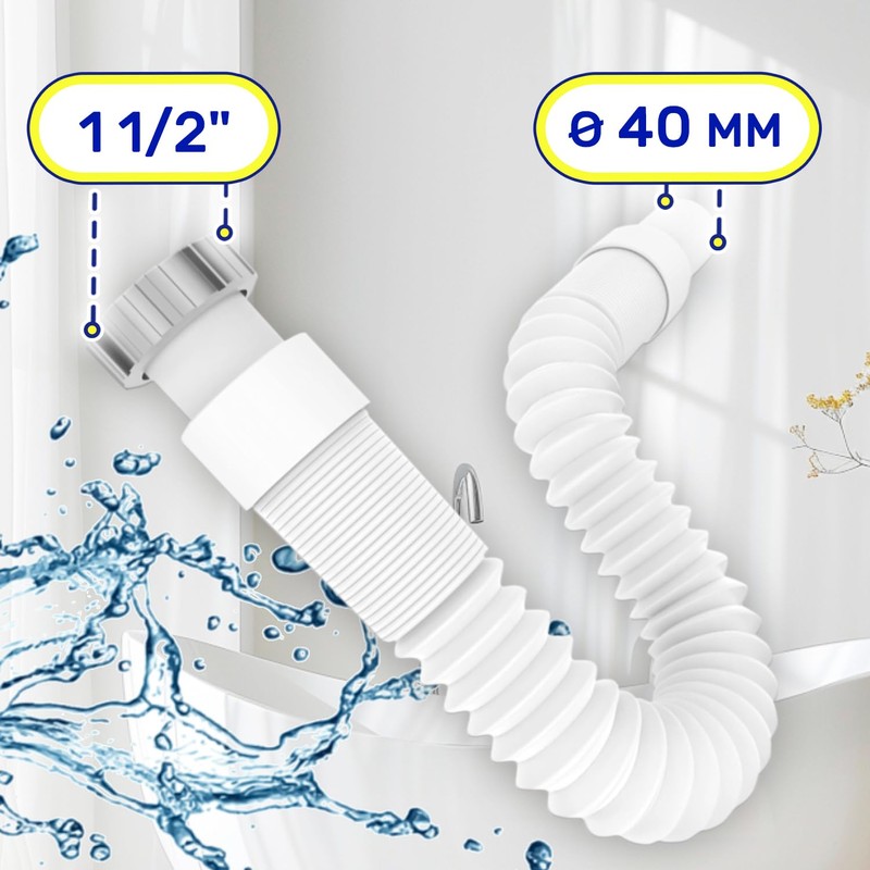 Flexible Siphon Kitchen Sink and Bidet Size 1 1/2 Inch