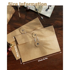 TOPYS Pack of 10 Kraft Brown String Envelope File Folder Project Pockets File Jacket Document Organizer Flat-No Expansion (6.7 * 11.5 inch Size)